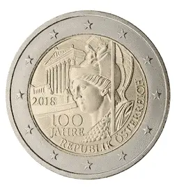 2 euro austria centenario repubblica 2018