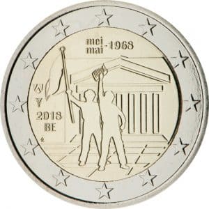 2 euro belgio 2018 commemorativo cinquantenario maggio 1968