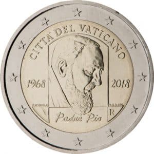 2 euro vaticano 50 anni morte padre pio 2018