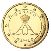 principato monaco 50 centesimi rari 2 serie alberto 2006