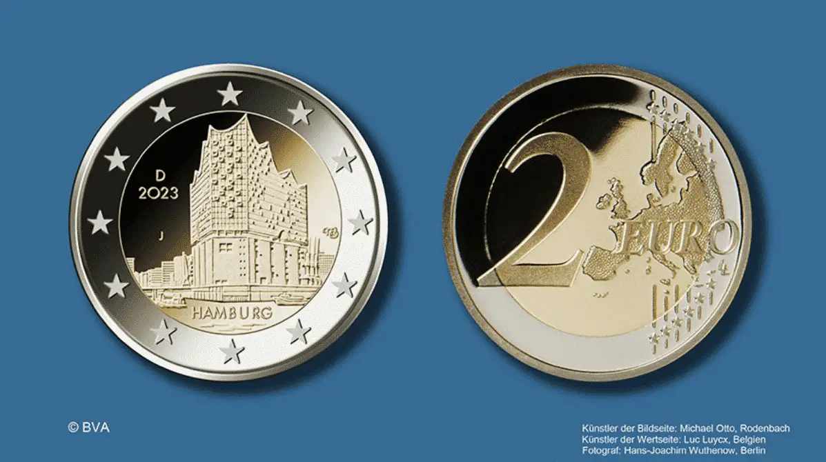 2 euro commemorativi amburgo 2023 germania