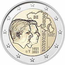 2 euro commemorativi belgio 2021 anniversario dell'Unione Economica belgo-lussemburghese