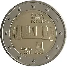 2 euro commemorativi malta 2021 Tarxien moneta della serie dedicata ai siti preistorici maltesi