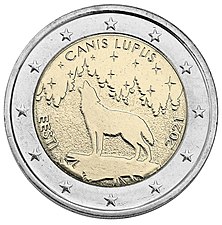 2 euro commemorativo estonia 2021 lupo animale nazionale