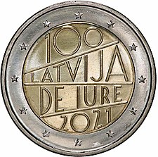 2 euro commemorativi lettonia 2021 anniversario del riconoscimento de iure della Repubblica di Lettonia